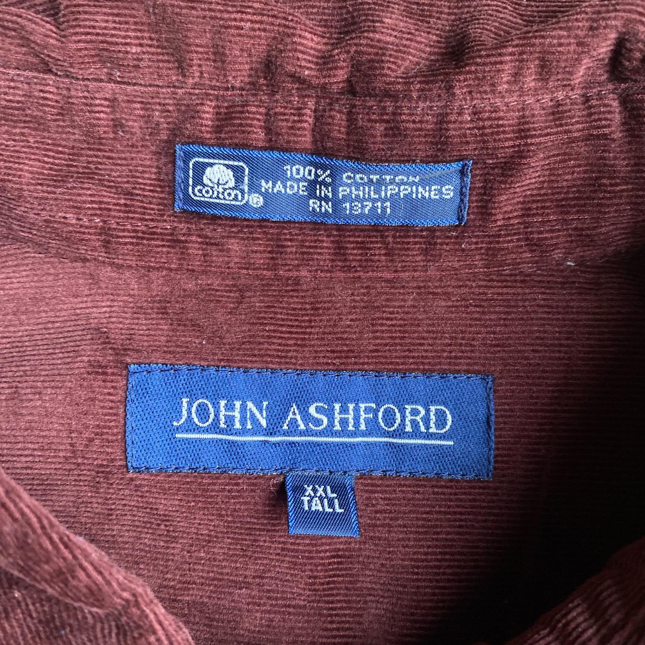 Burgundy Corduroy Button Up Long Sleeve Shirt - 2XL