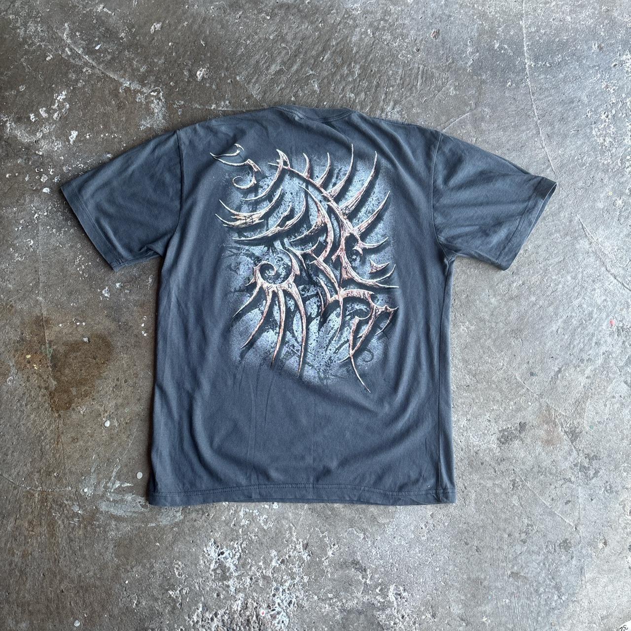 Grey Rib Cage Graphic Grunge T-Shirt
