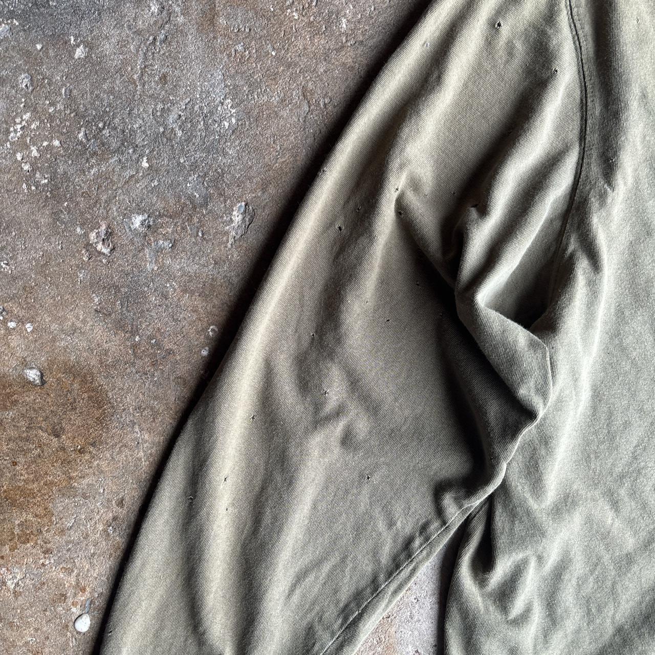 Distressed Khaki Carhartt Long-Sleeve Pocket T-Shirt