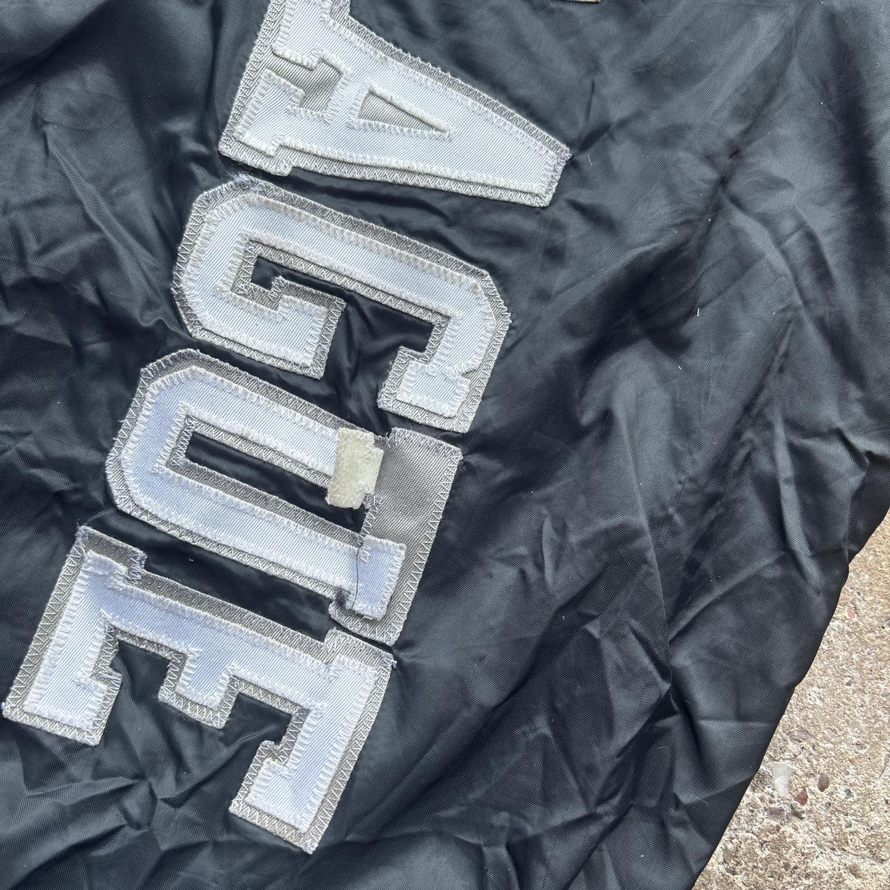 90s black hooded baseball track jacket