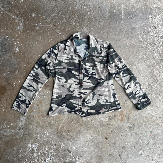 Camouflage Long-Sleeve Button Up Shirt