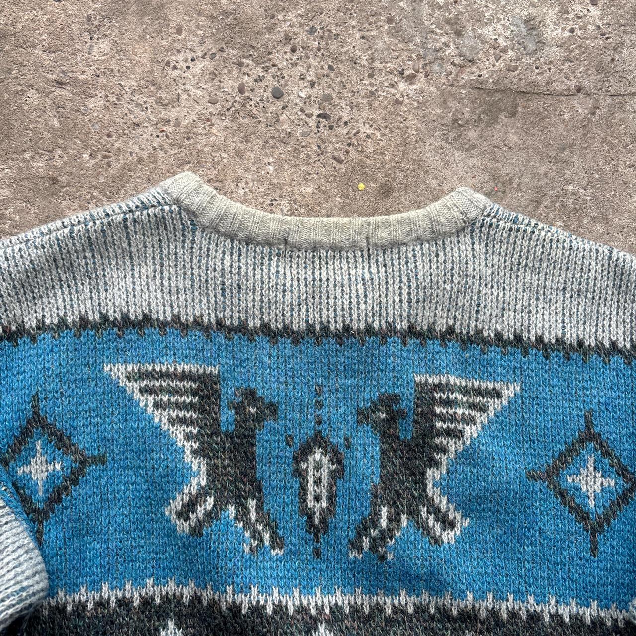 Grey patterned wool knit jumper