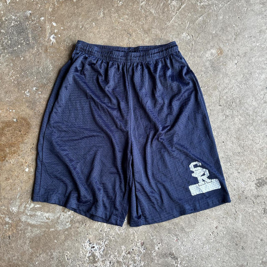 Navy basketball Shorts with ‘SR’ print