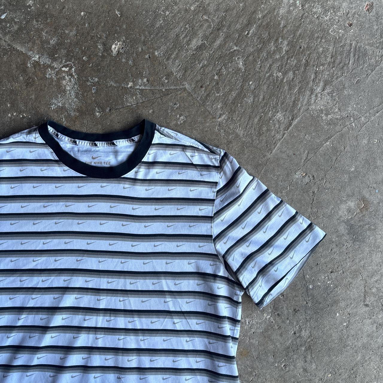 White & Grey Nike Logo Stripe T-Shirt