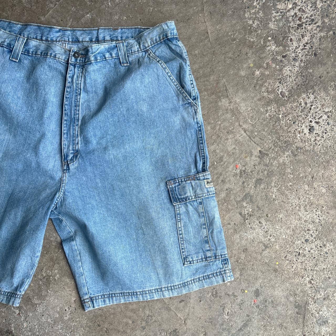Blue Denim Wrangler Cargo Denim Jean Shorts