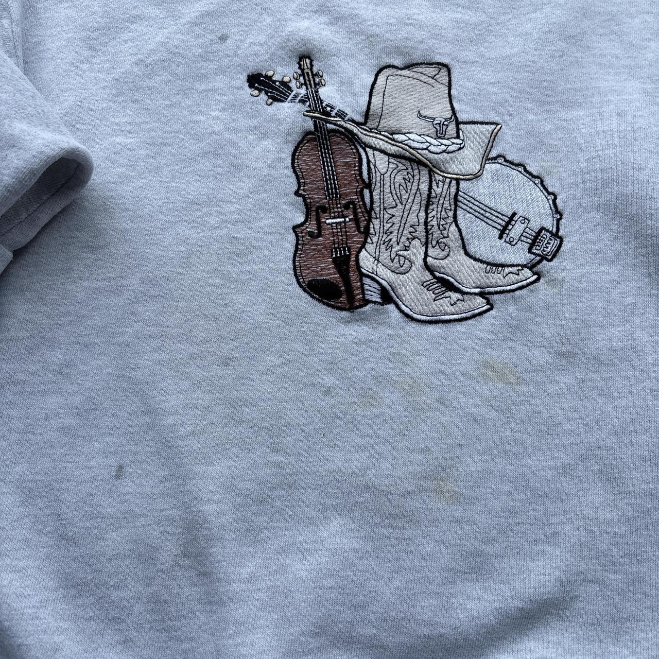 Vintage grey sweatshirt with western embroidered design - L