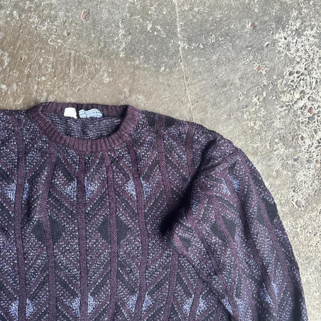 Purple Patterned Knitted Jumper - M (relaxed fit)
