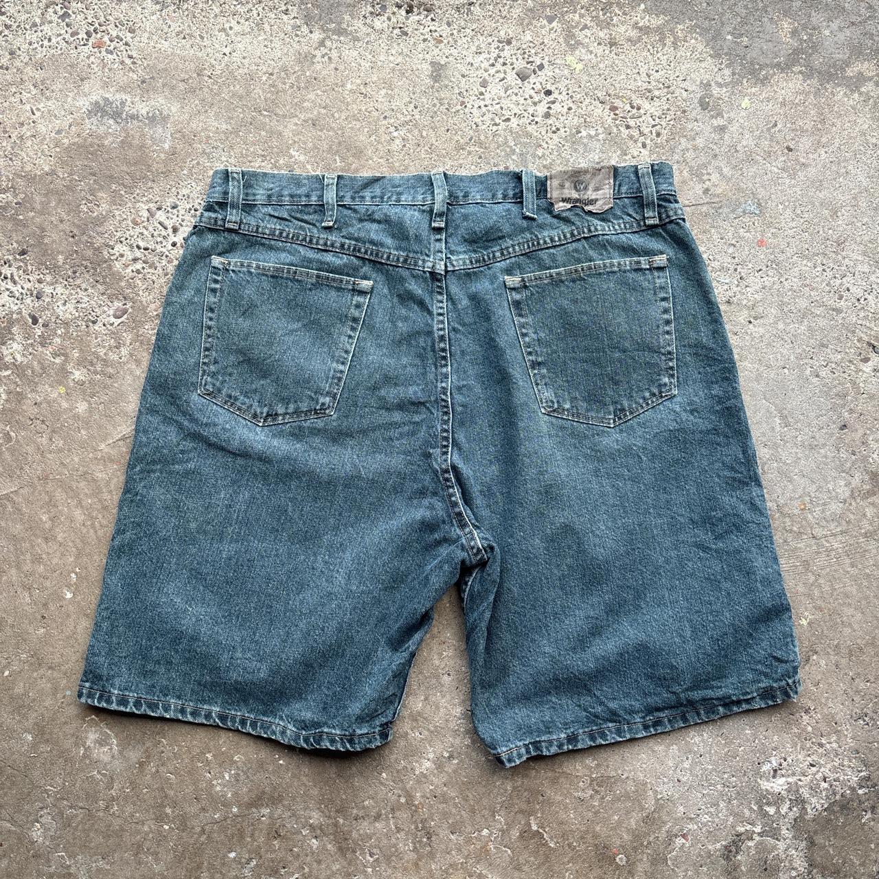 Navy Wrangler denim shorts