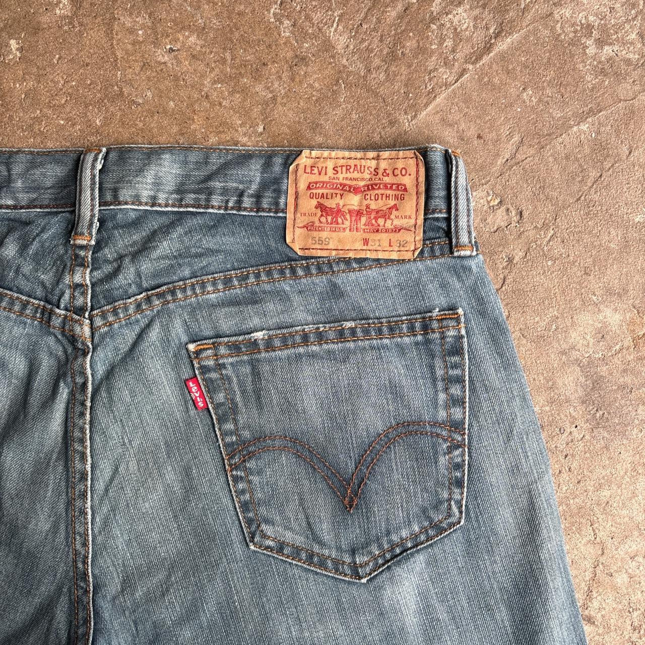 Textured Blue Denim Levi’s 559 Jean Shorts