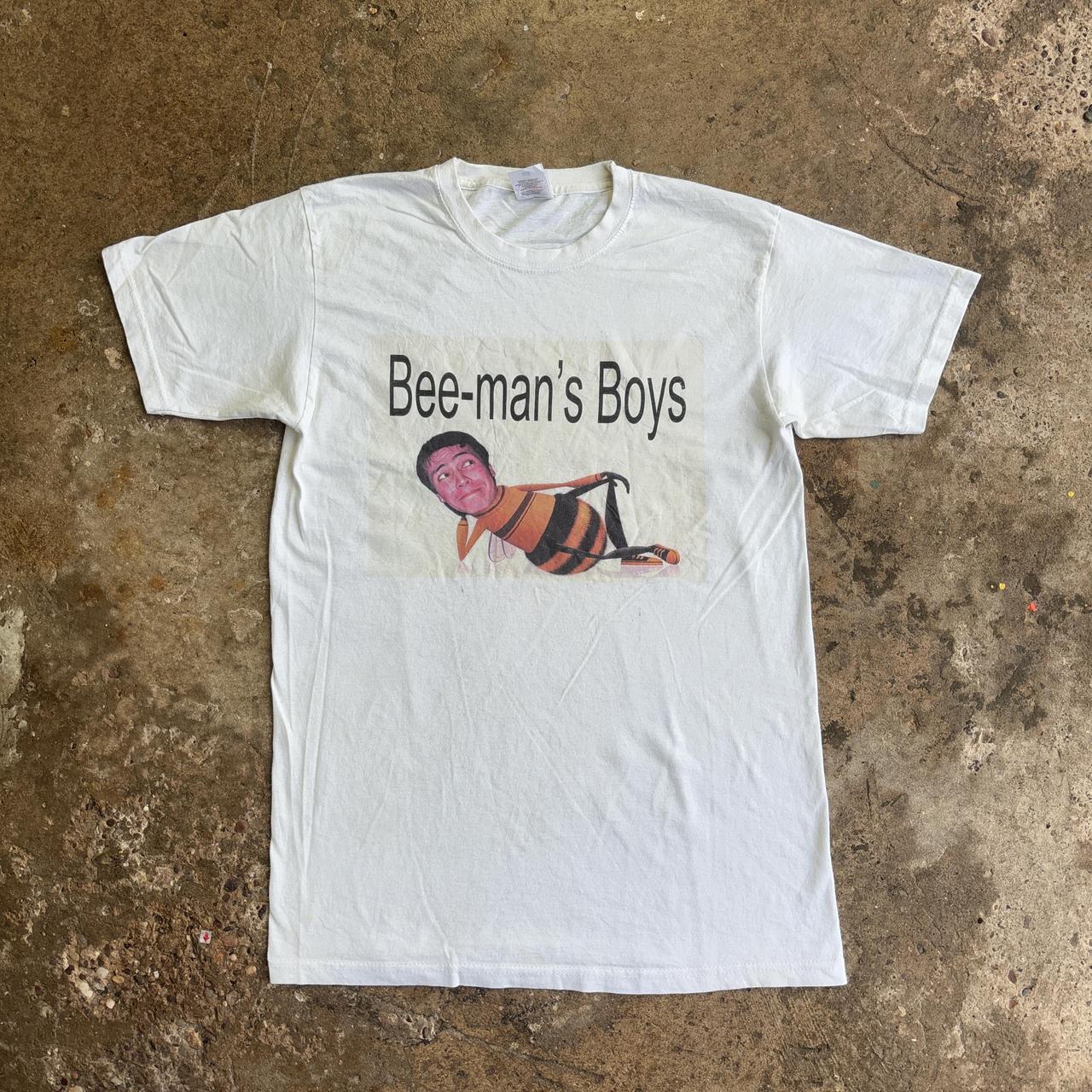 White graphic tee with custom bee print