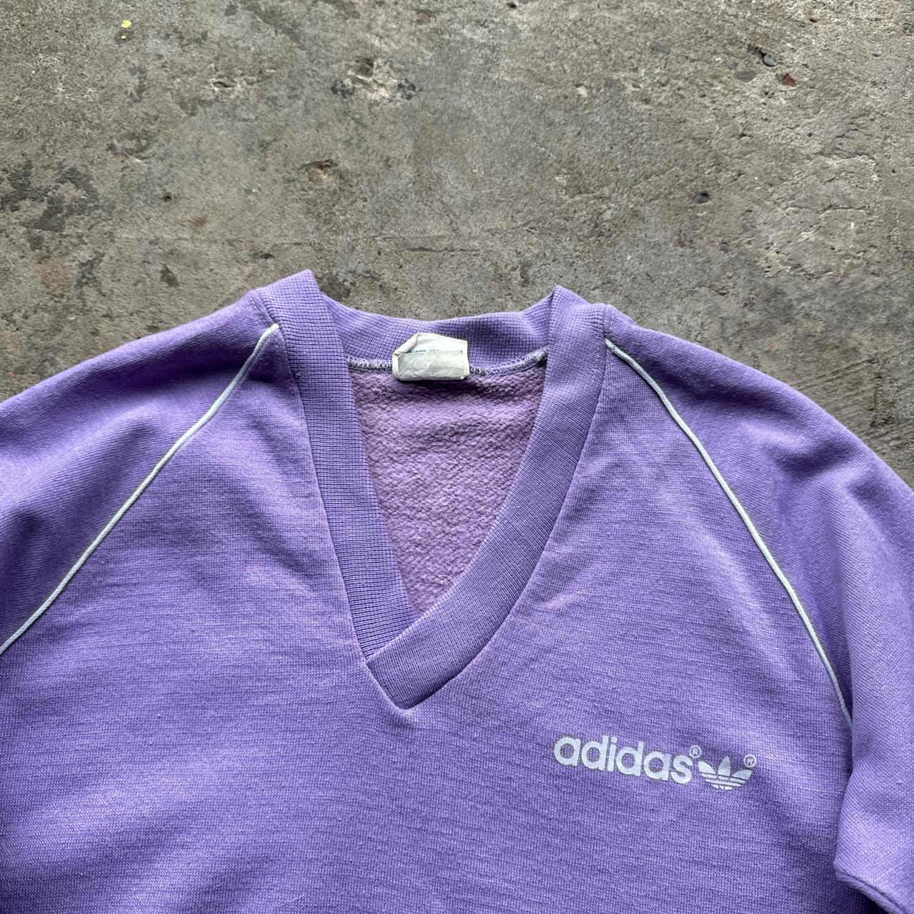 Adidas purple and white V-neck sweatshirt sportswear