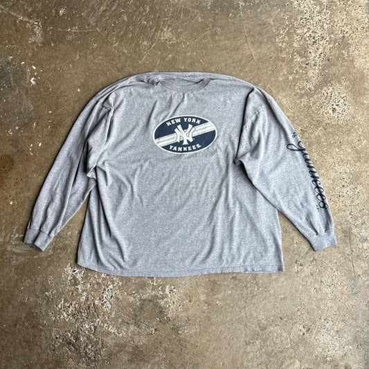Grey New York Yankees Vintage Adidas Long-Sleeve T-Shirt