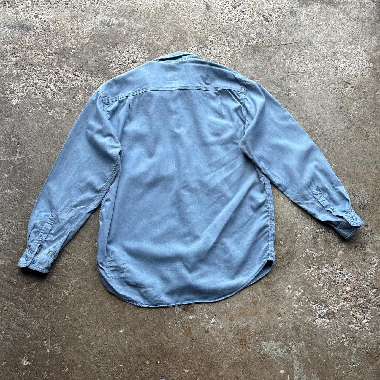 Blue Carhartt Flame Resistant workwear shirt with Ben name tag - L