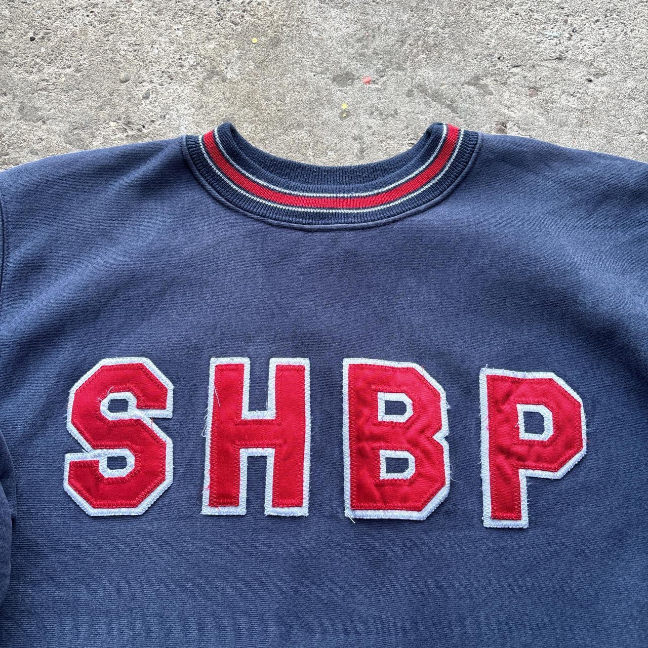 Vintage Navy sweatshirt with stitched “SHBP” spell out design