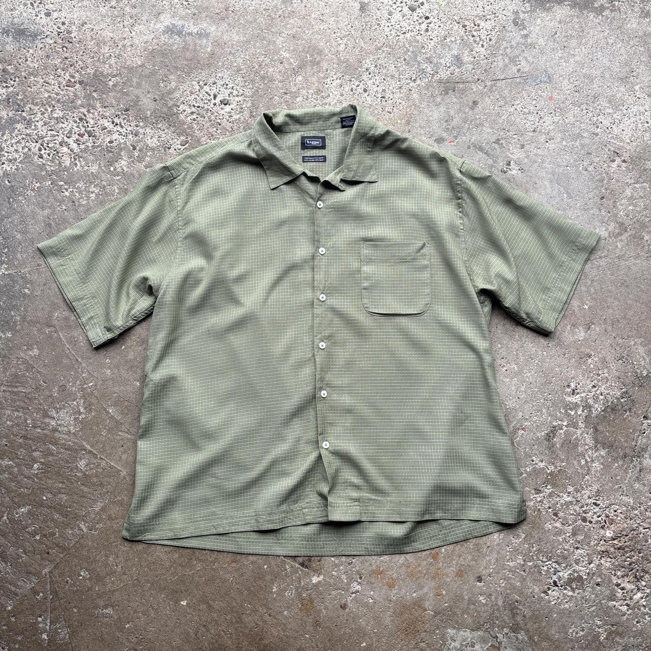 Green Haggar chequered short-sleeved shirt - XL