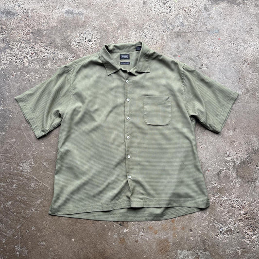 Green Haggar chequered short-sleeved shirt - XL