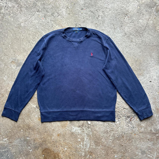 Navy Polo Ralph Lauren sweatshirt with red pony logo