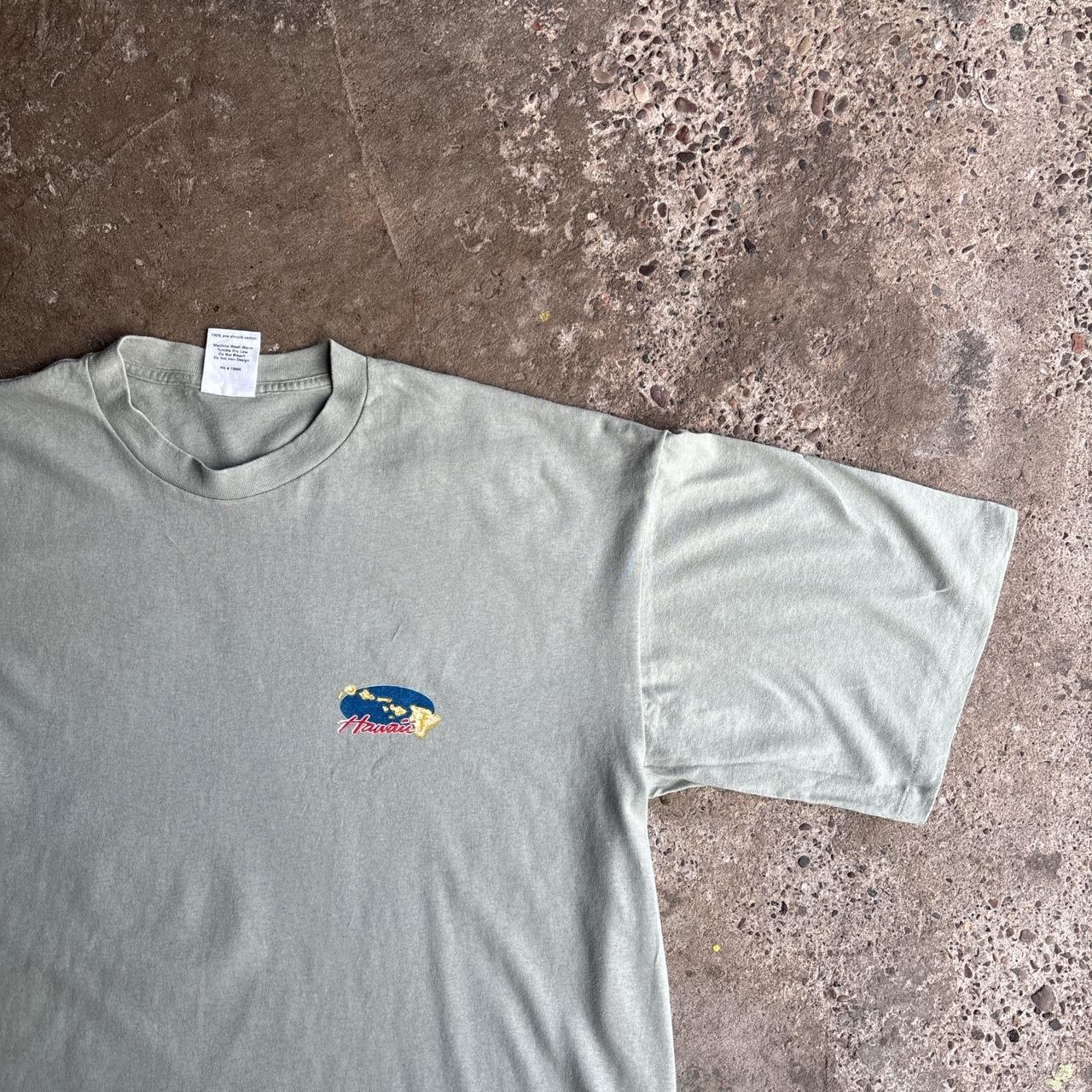 Grey/Green Single Stitch Graphic Hawaii T-Shirt - 2XL