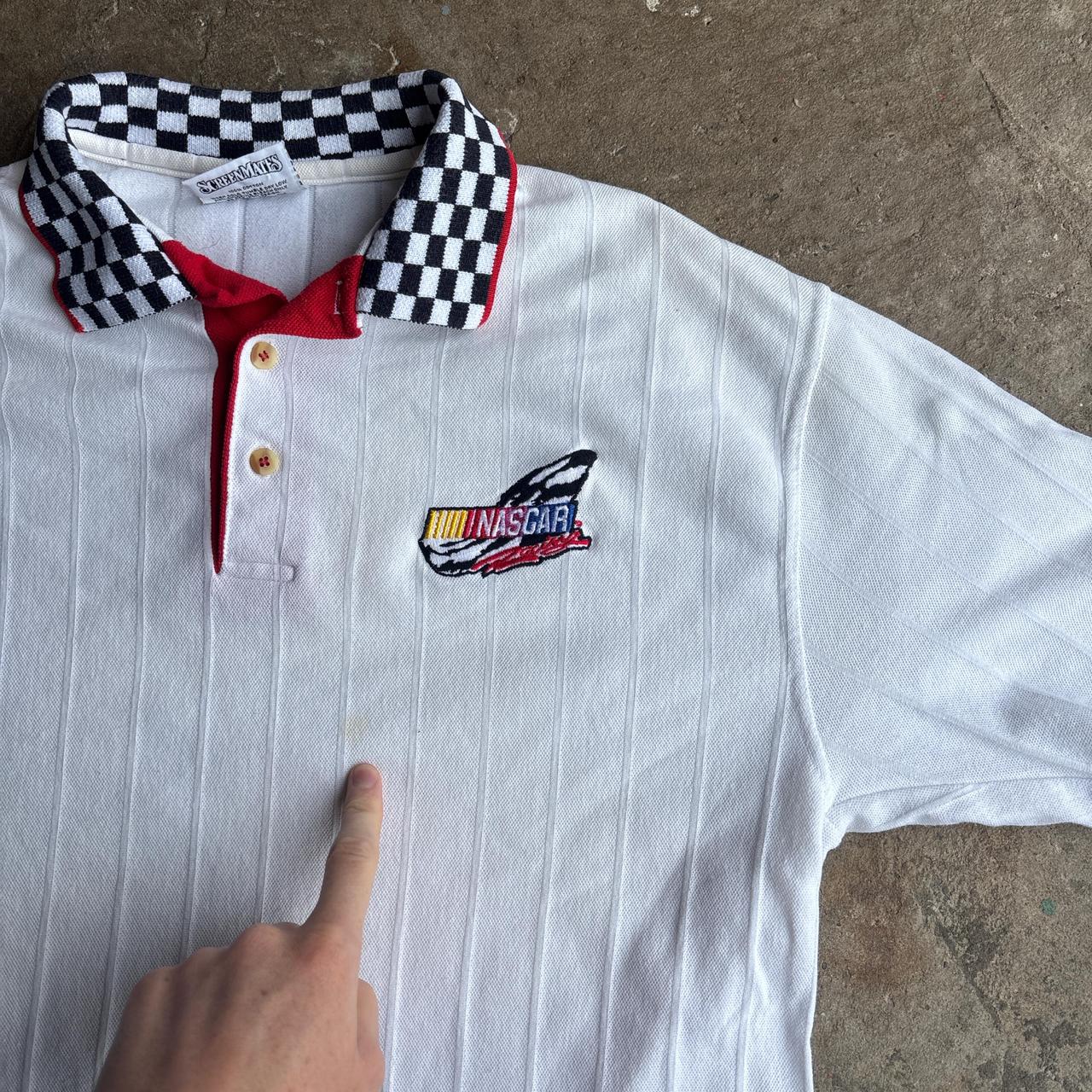 White NASCAR Cotton Polo Shirt L