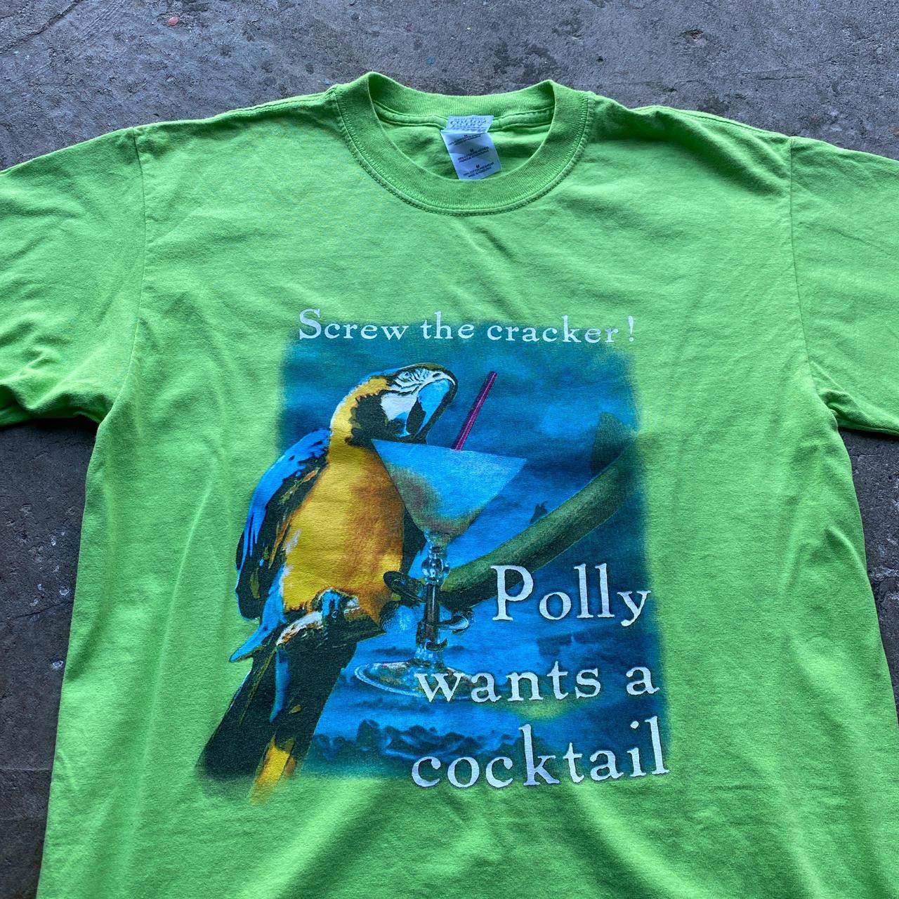 Green “Screw the cracker, Polly wants a cocktail” graphic tee