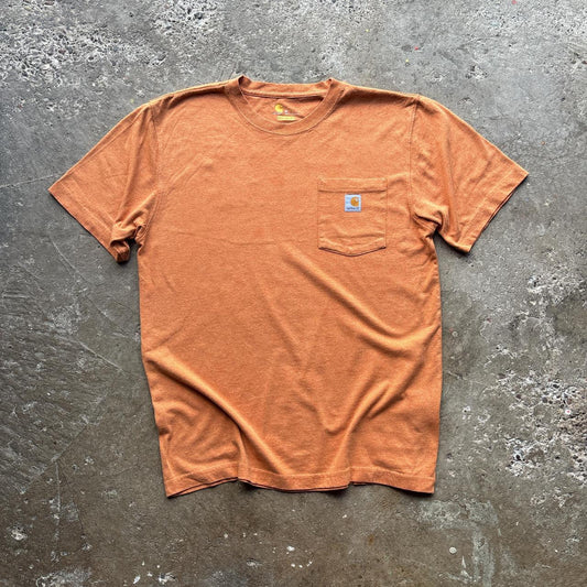 Orange Carhartt pocket tee with company logo -  M