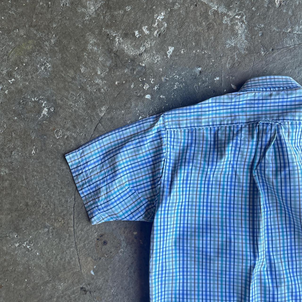 White & Blue Checkered GANT Short Sleeve Shirt