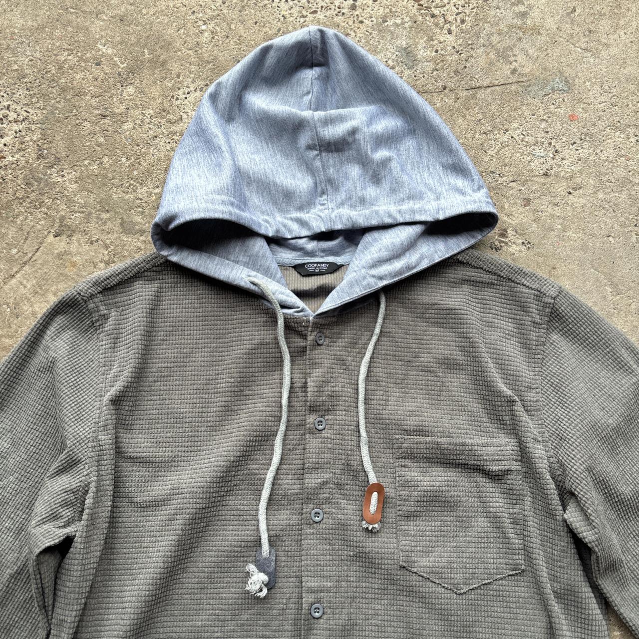 Grey Corduroy shirt with hood - M