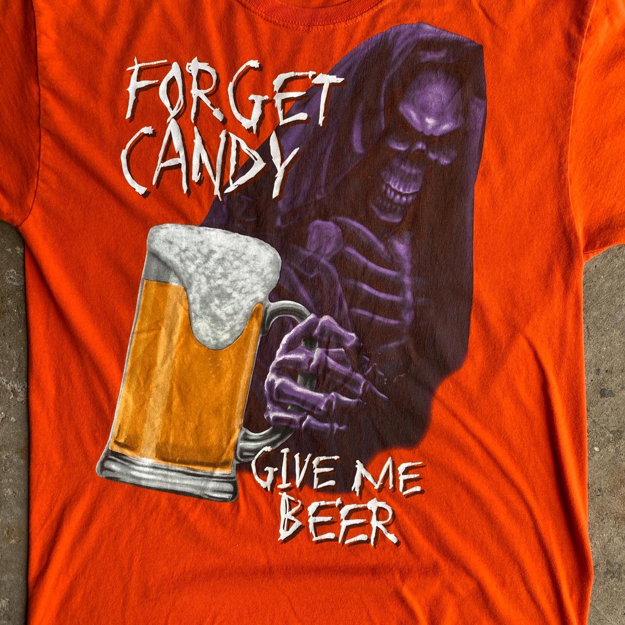 Orange Graphic Halloween Beer T-Shirt - L