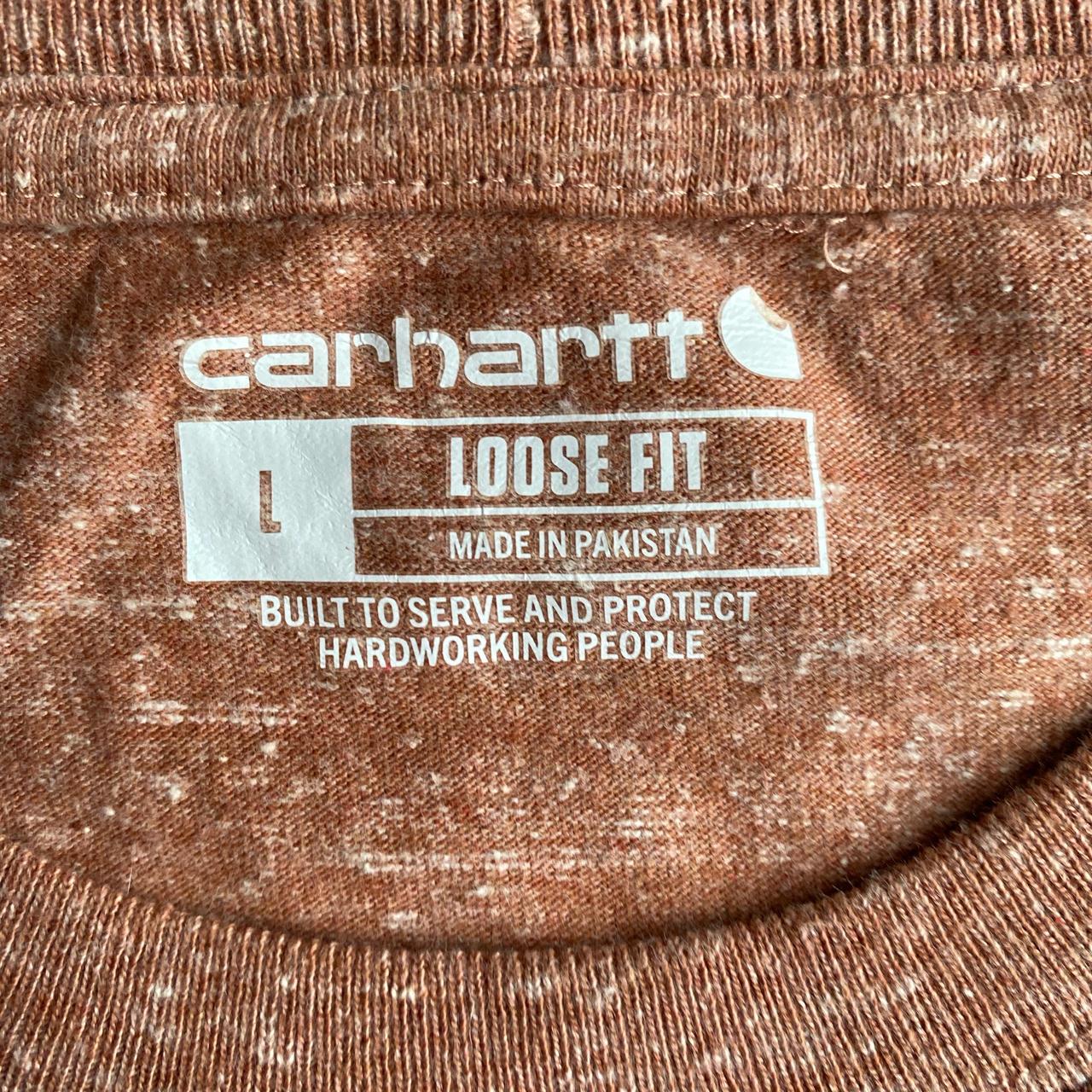 Textured Orange Carhartt Pocket T-Shirt - L