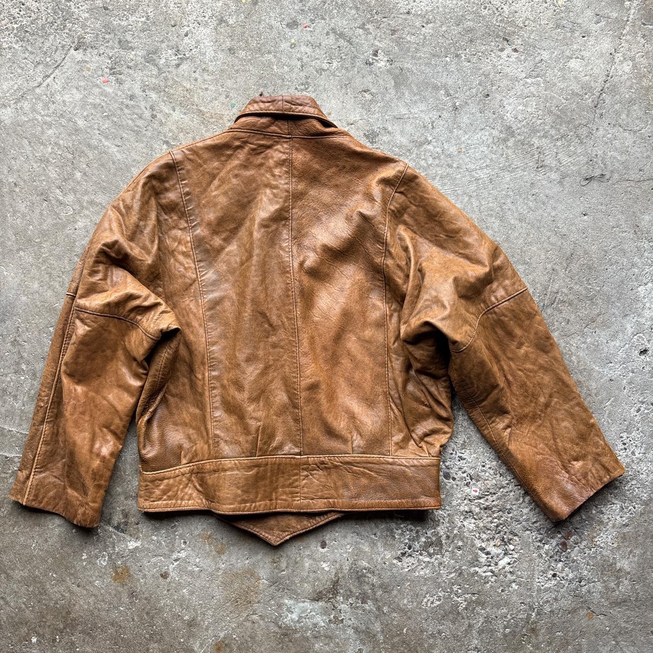 Vintage Brown leather jacket with button up front
