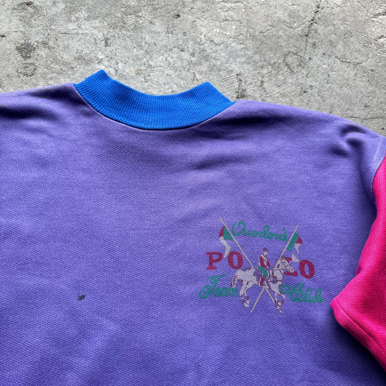 Purple, pink and blue polo sweatshirt