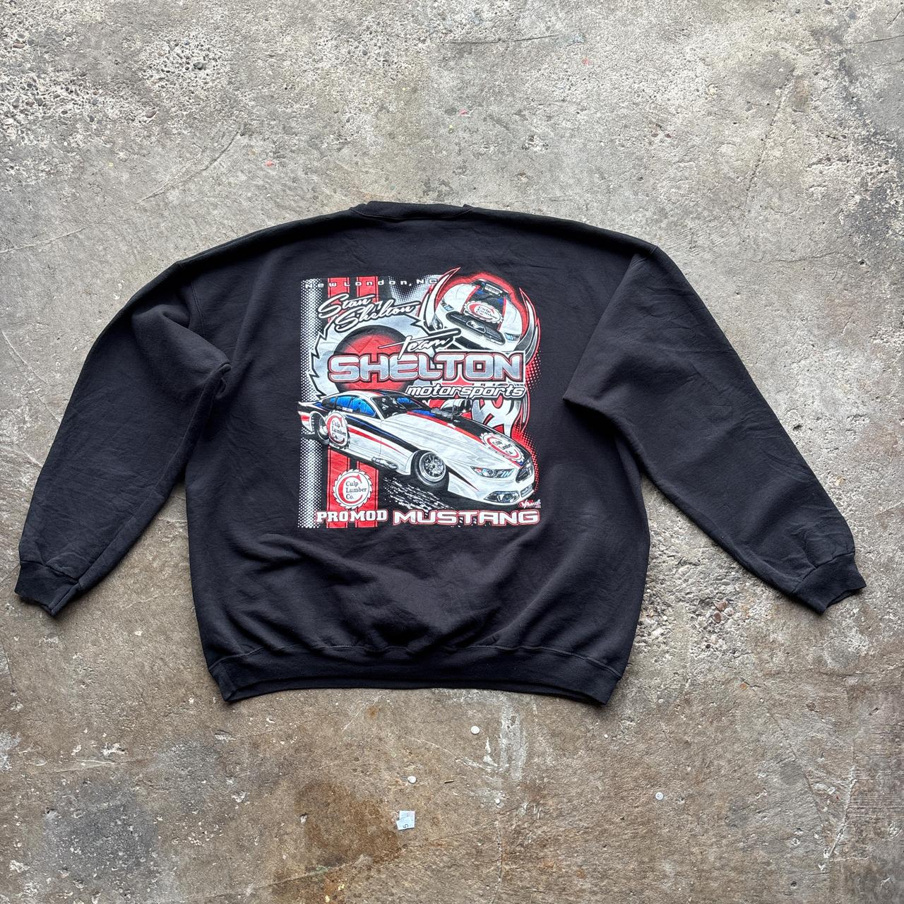 Black NASCAR sweatshirt with Team Shelton print