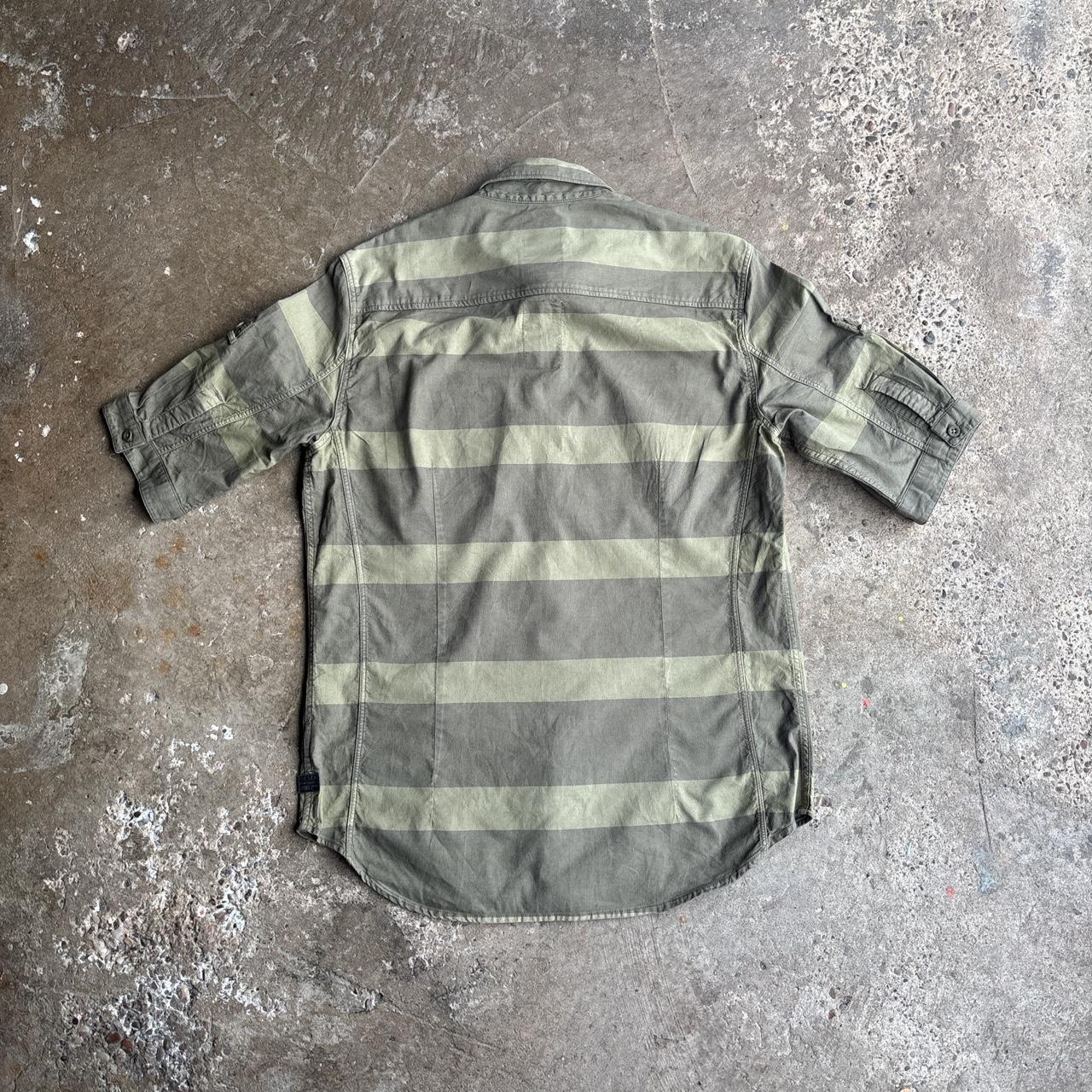 Green Striped G-STAR RAW Short Sleeve Shirt