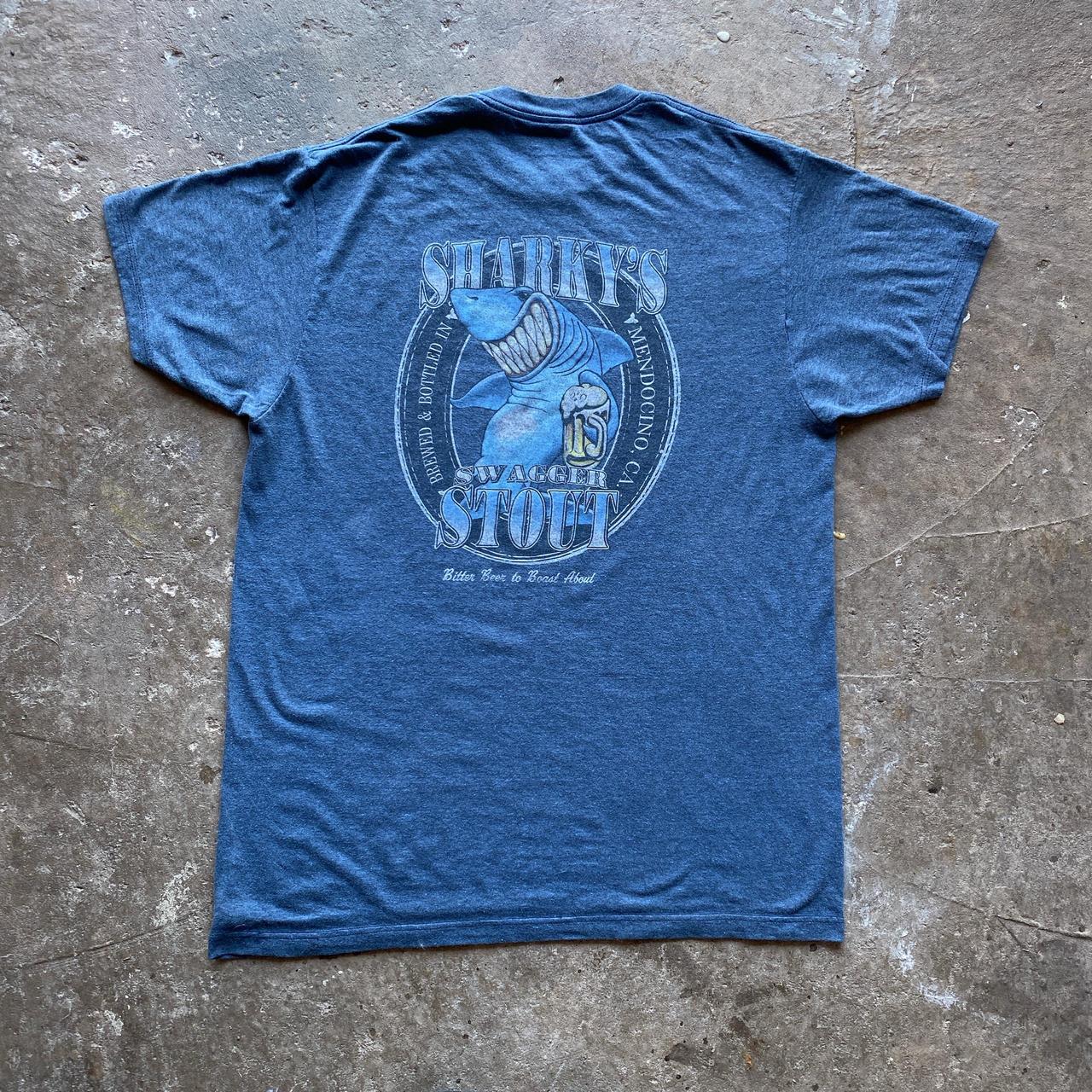 Blue “Sharky’s Swagger Stout” graphic tee