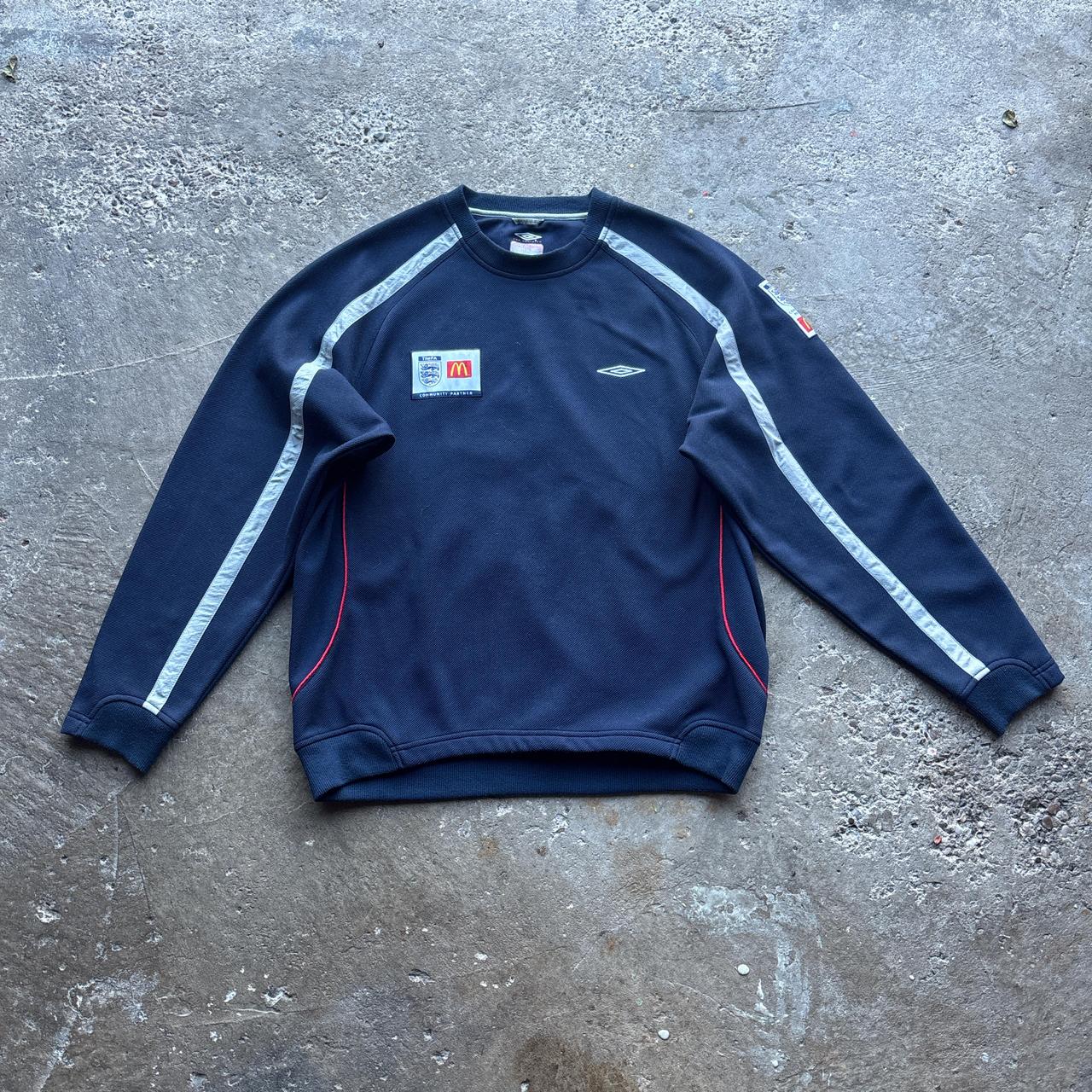 00s Navy Umbro Pr Training England Sweatshirt - XL