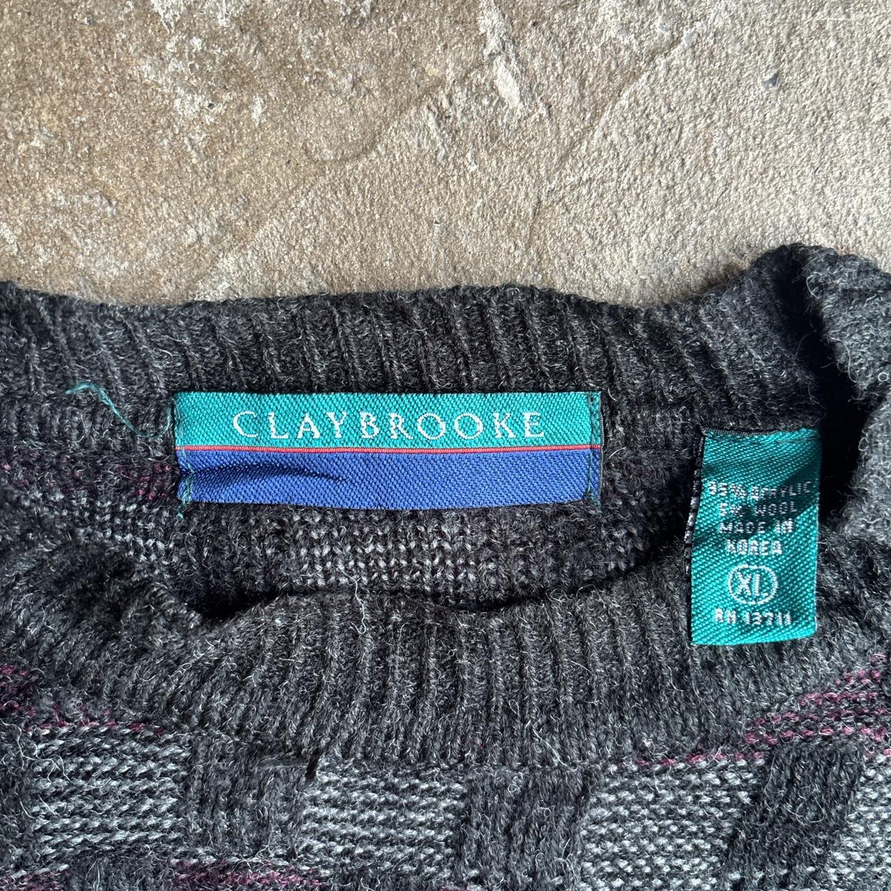 Black & Purple Square Pattern Knitted Jumper - XL