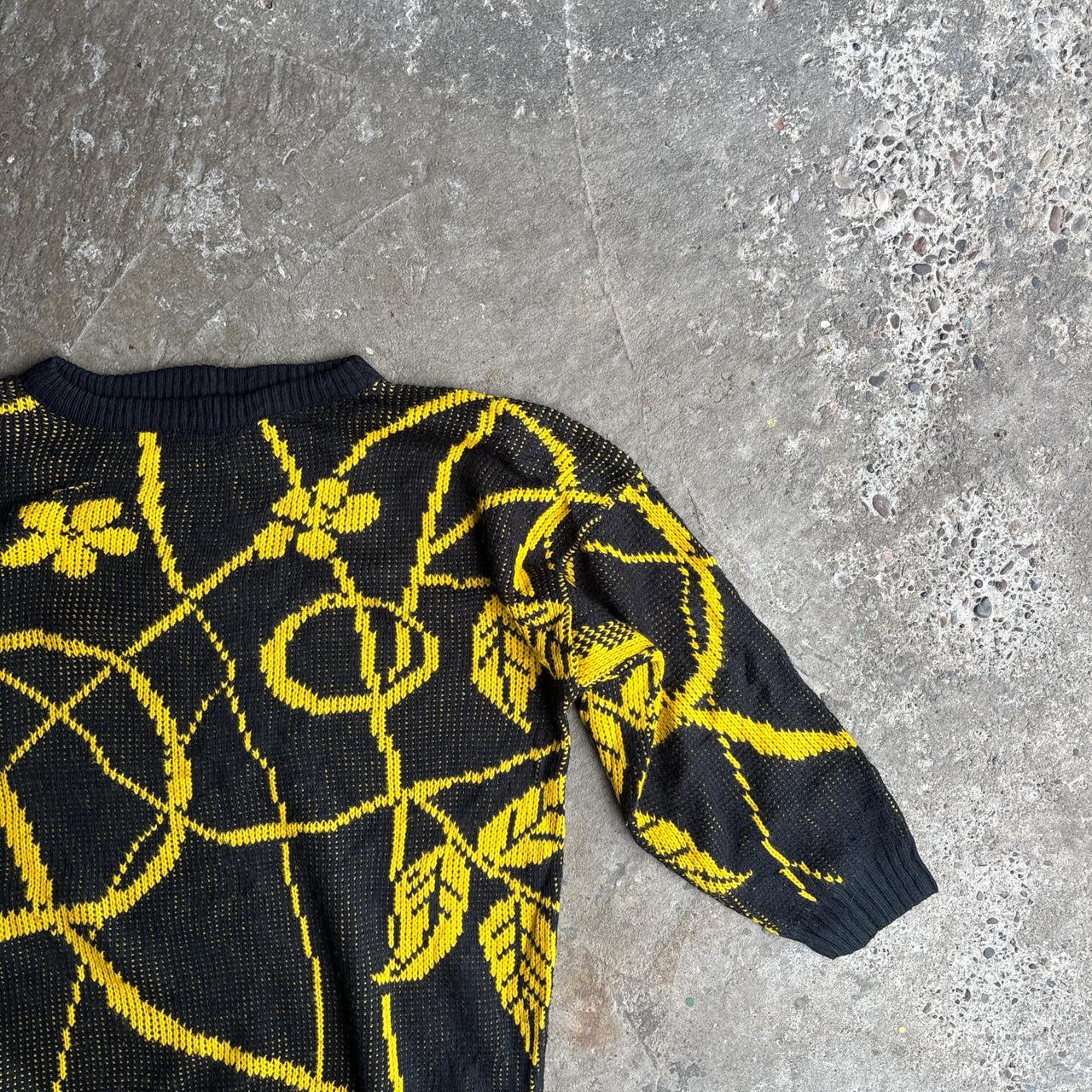 Black & Yellow Patterned Knitted Jumper - XL (women’s)