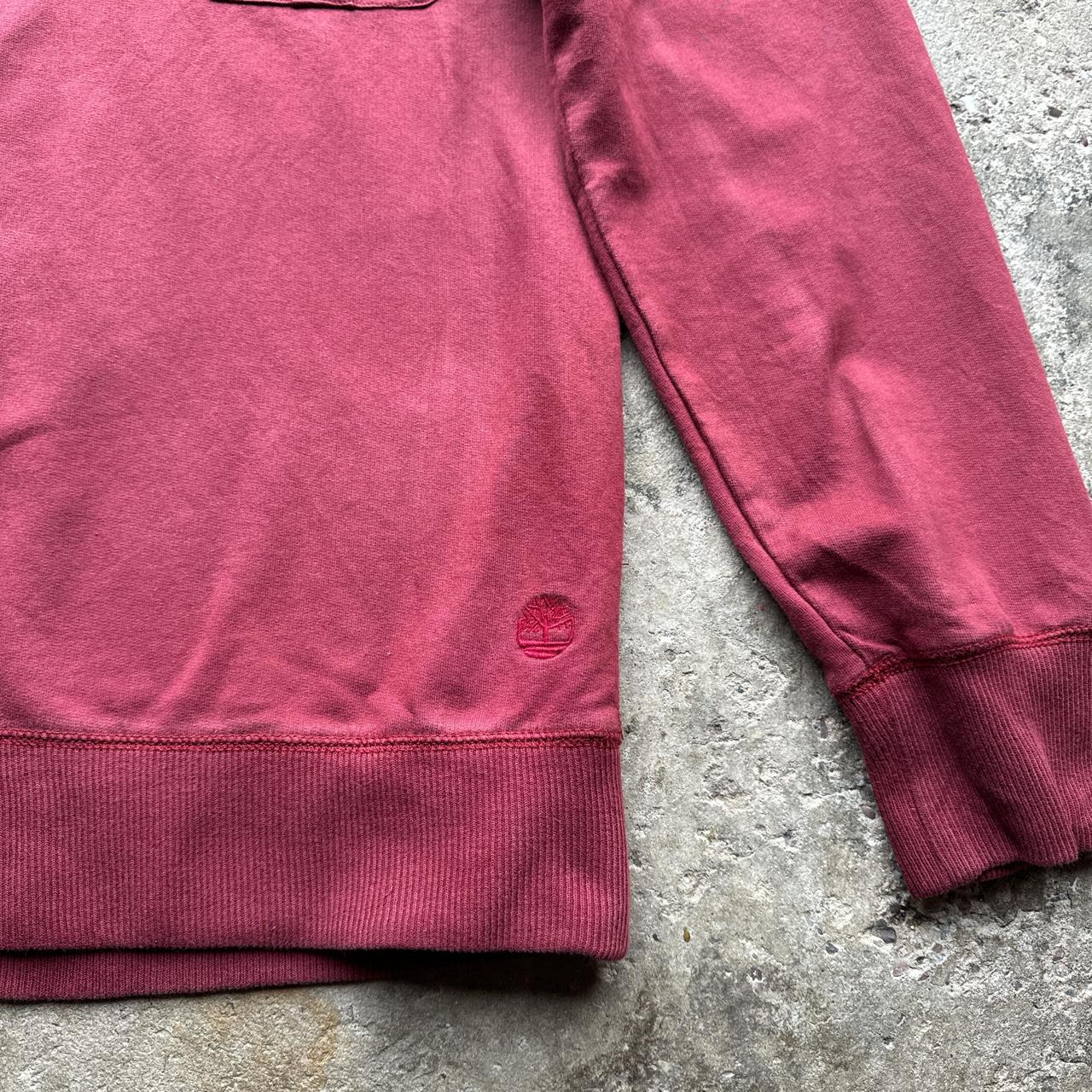 Burgundy vintage Timberland quarter zip sweatshirt with embroidered logo