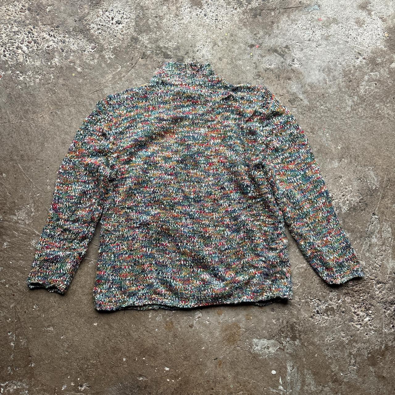 Multi-coloured zip-through knitted sweater - L