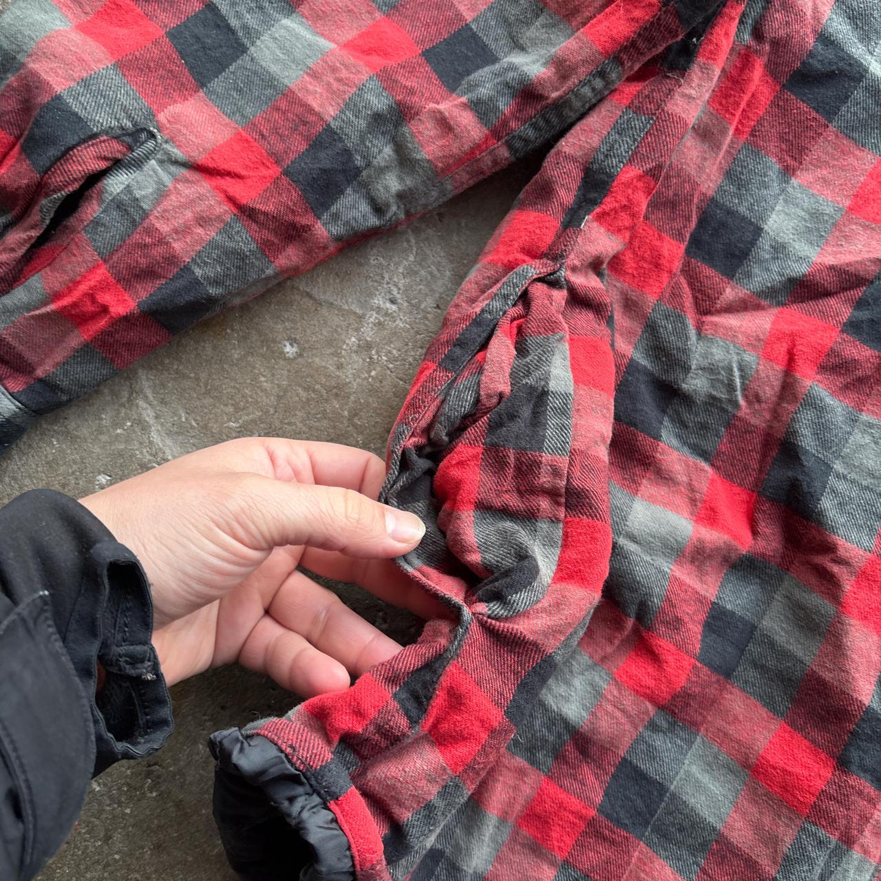 Red, grey and black plaid Wrangler workwear shirt
