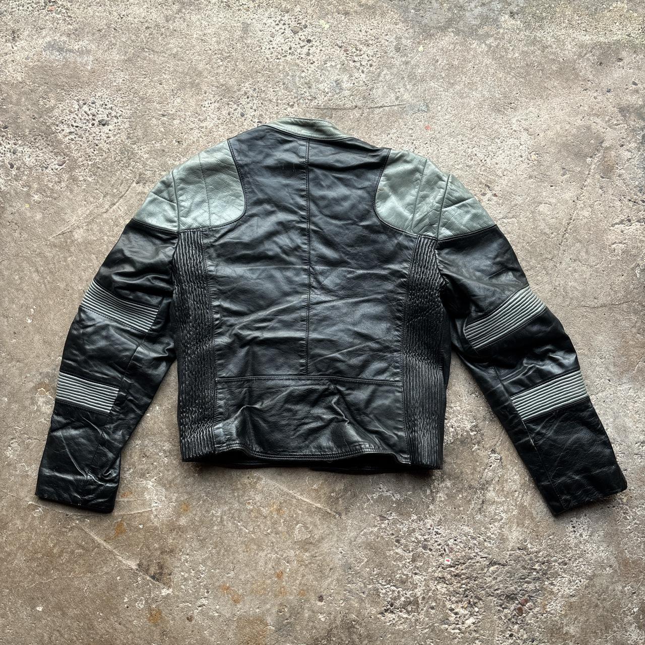 Vintage Grey and Black Golden Crown by Bristol Motorcycle Jacket
