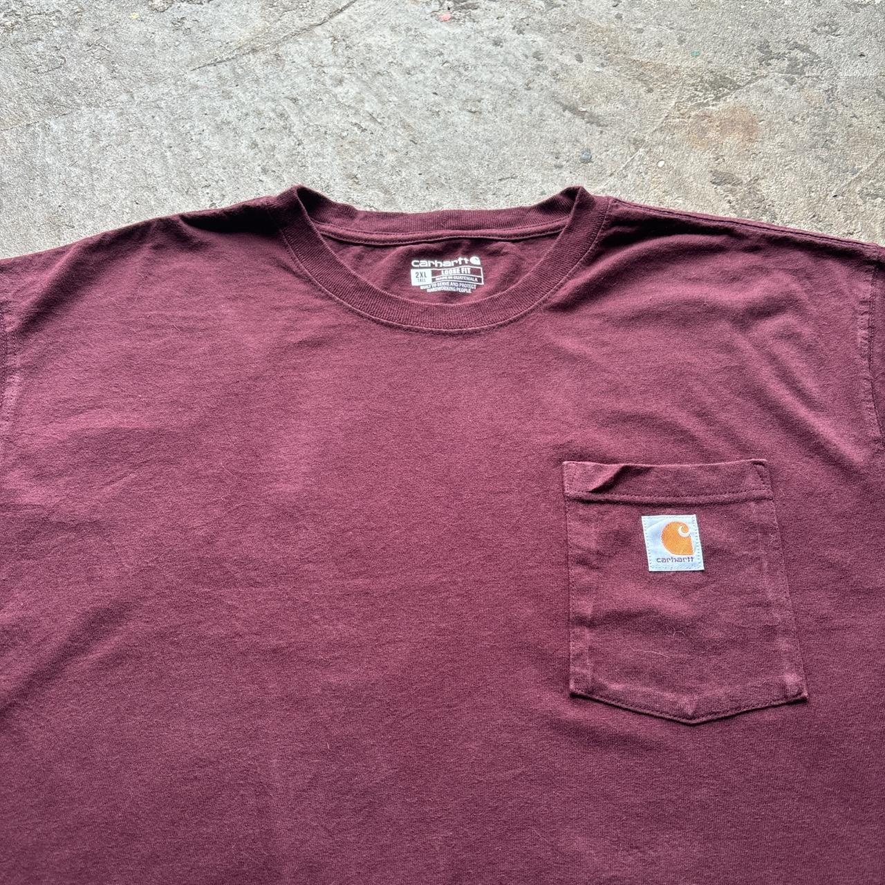 Burgundy Carhartt single pocket tee - XXL