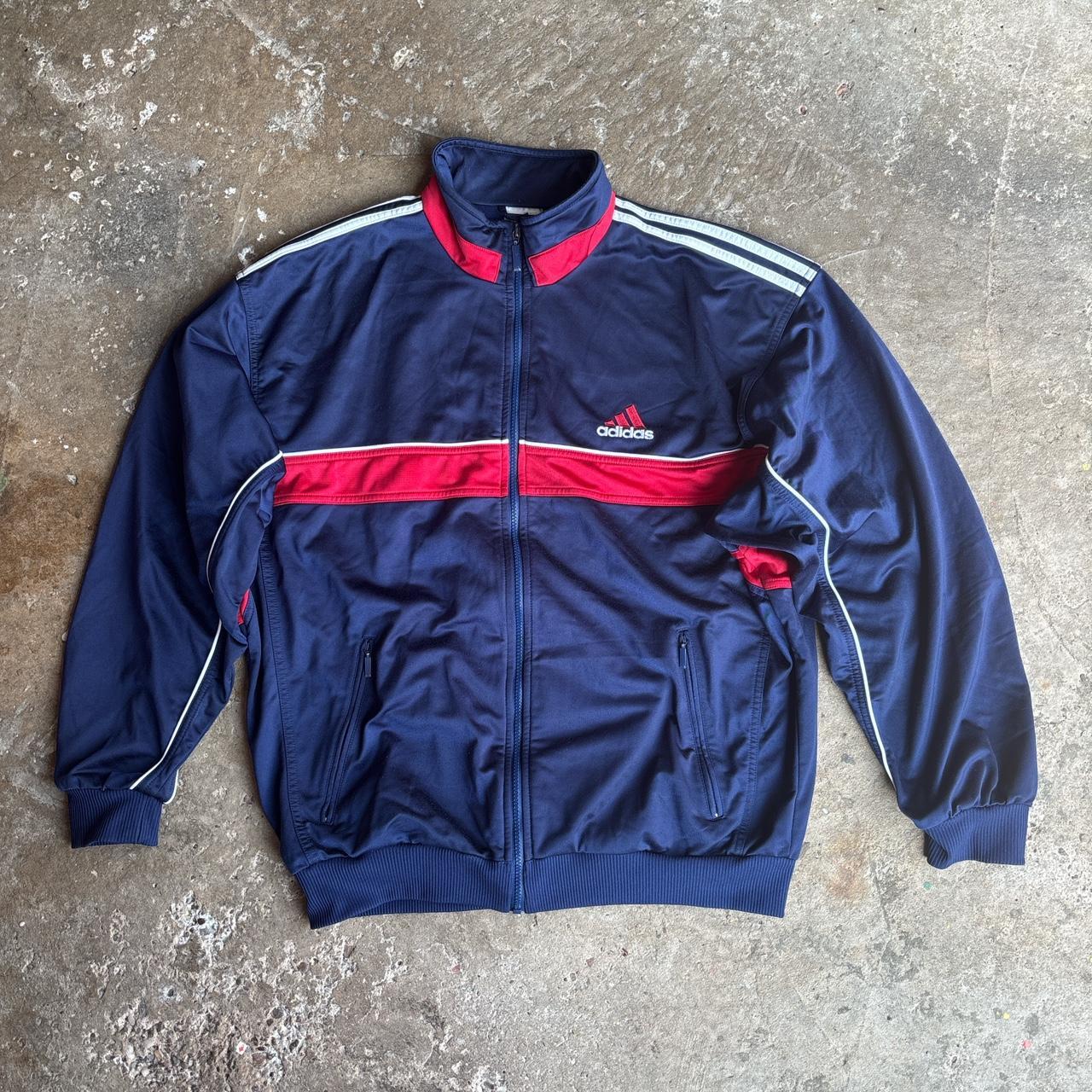 90s Navy and red Adidas track jacket