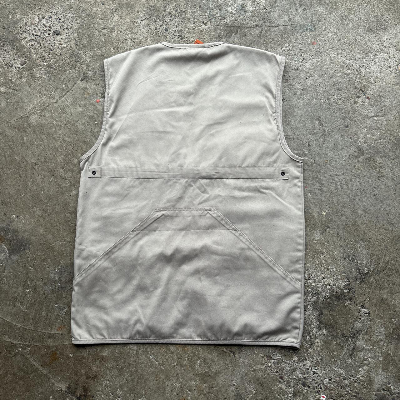 Vintage cream workwear vest with embroidered logo