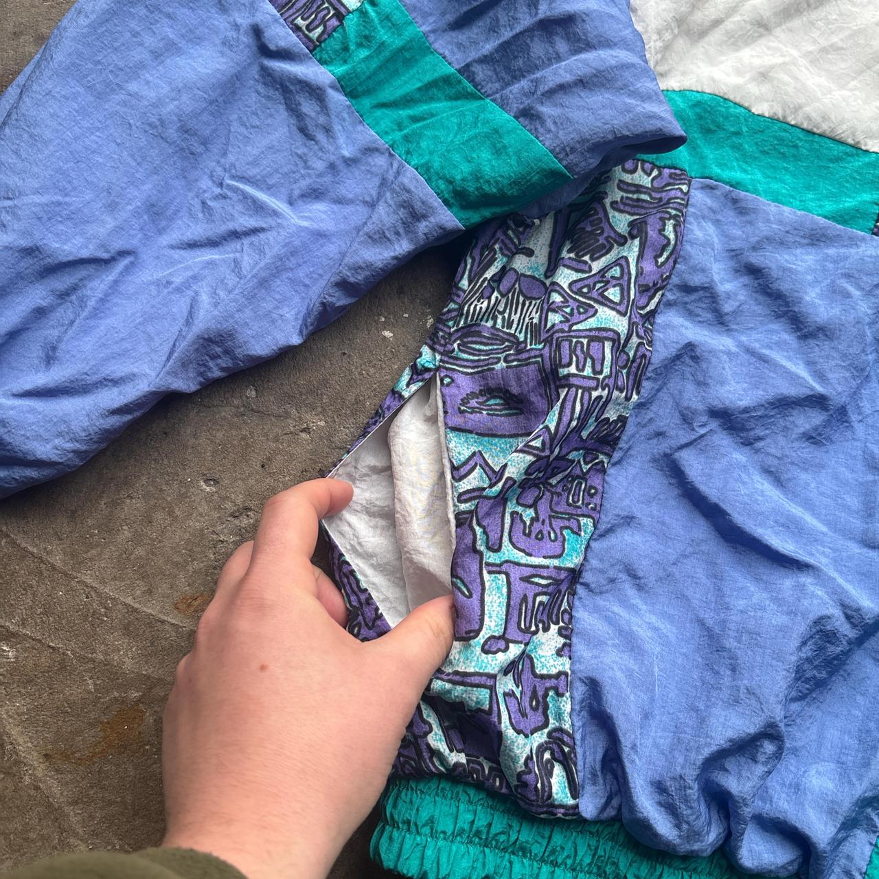 80s White, Green and purple Cheetah track jacket