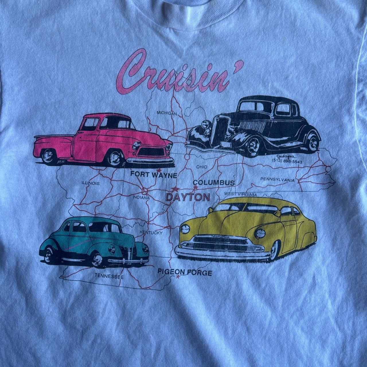 Vintage White Single Stitch Graphic Car T-Shirt