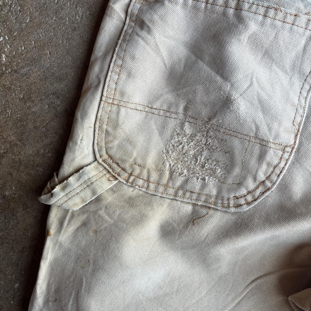 Cream Dickies Distressed Carpenter Pants
