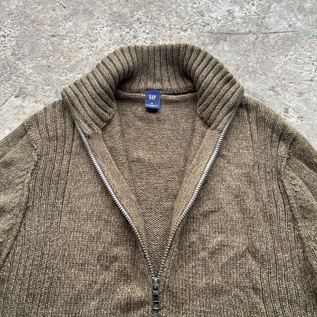 Khaki Green Gap zip-up knitted sweater