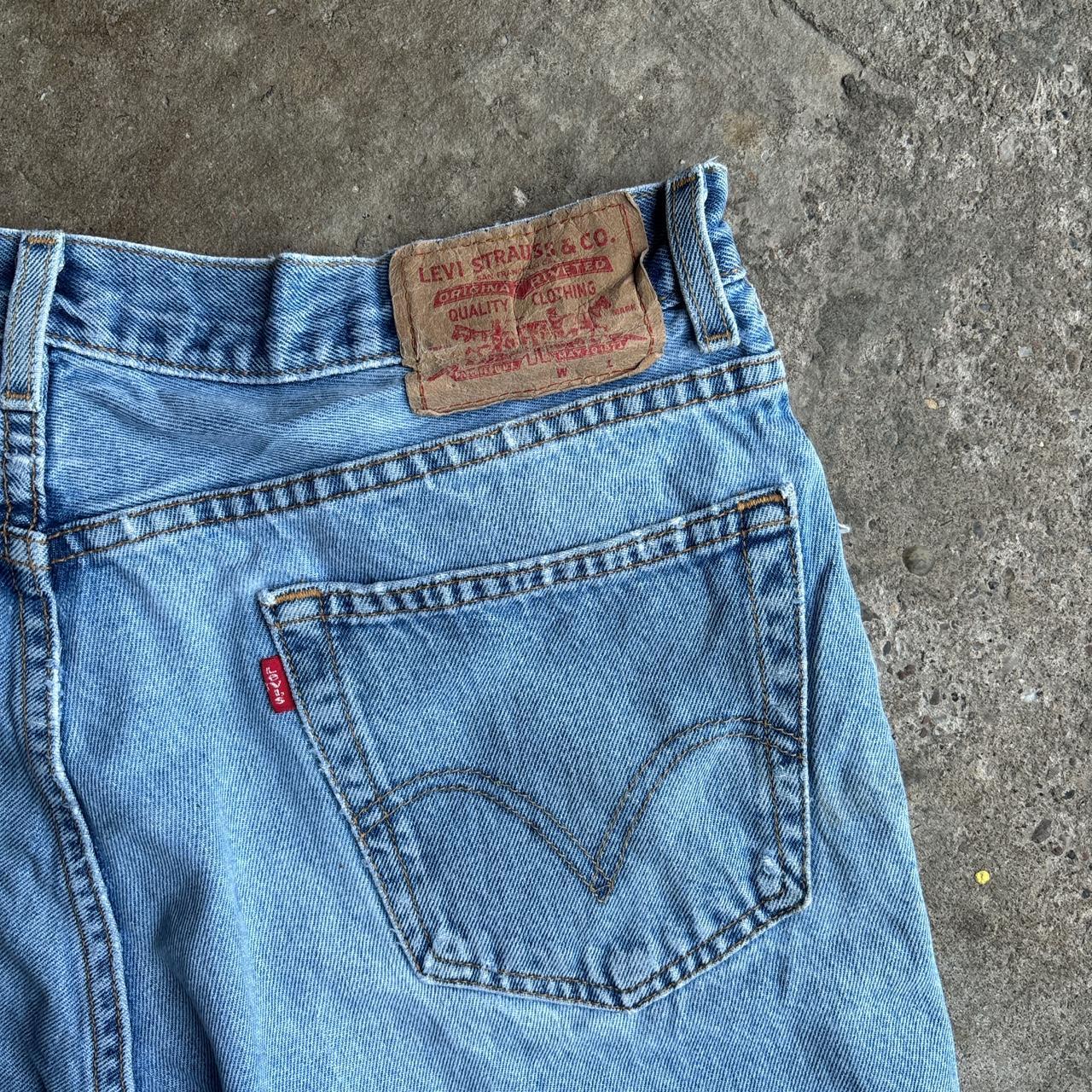 Light Blue Denim Paint Splattered Levi Jean Shorts
