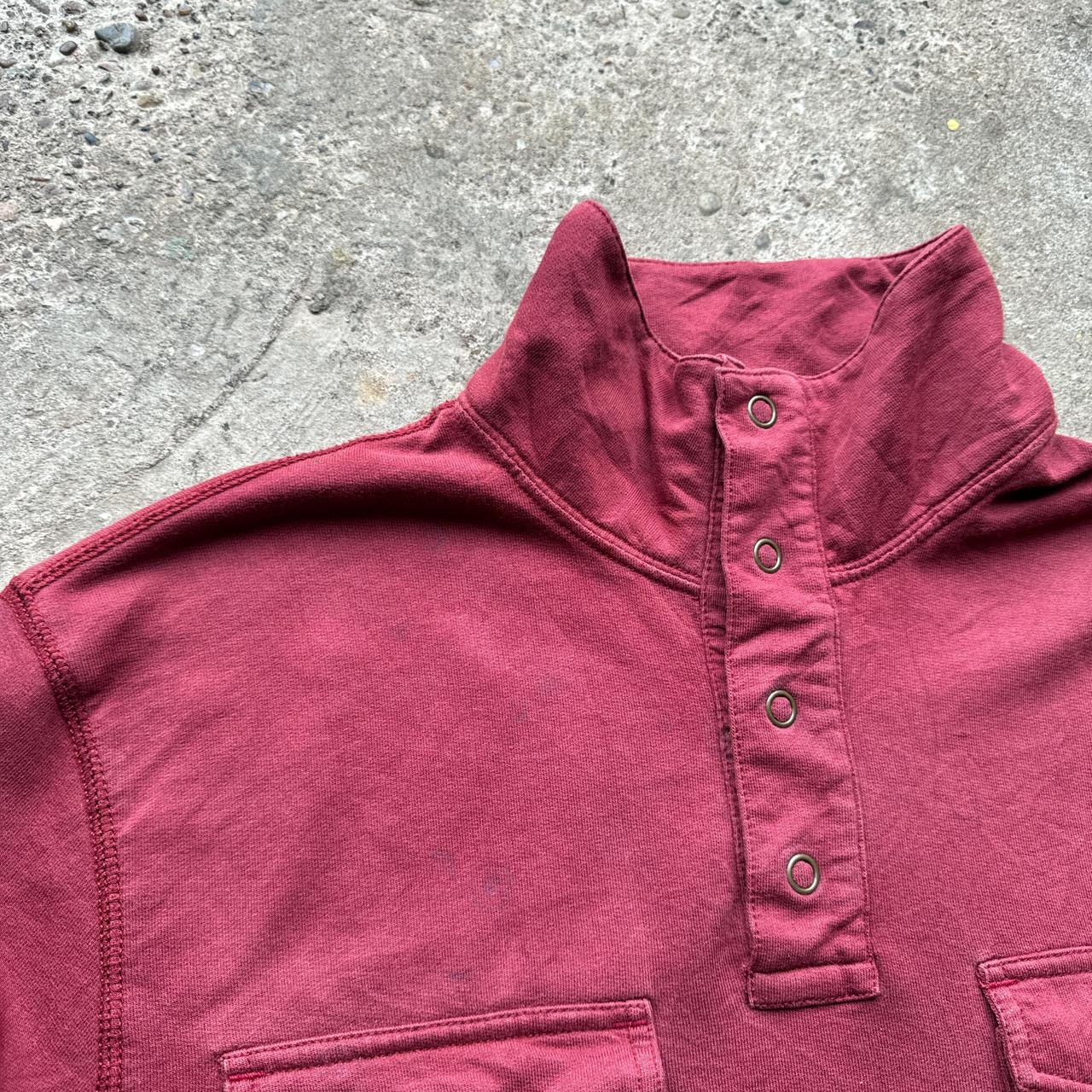 Burgundy vintage Timberland quarter zip sweatshirt with embroidered logo
